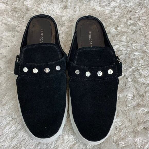 Rebecca Minkoff Suede Slides Black 9 - Picture 1 of 8